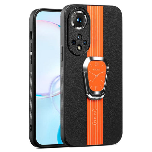 KADEM For Honor 50 / Huawei nova 9 Cell Phone Cases Leather+Acrylic+TPU Kickstand Cover - Orange