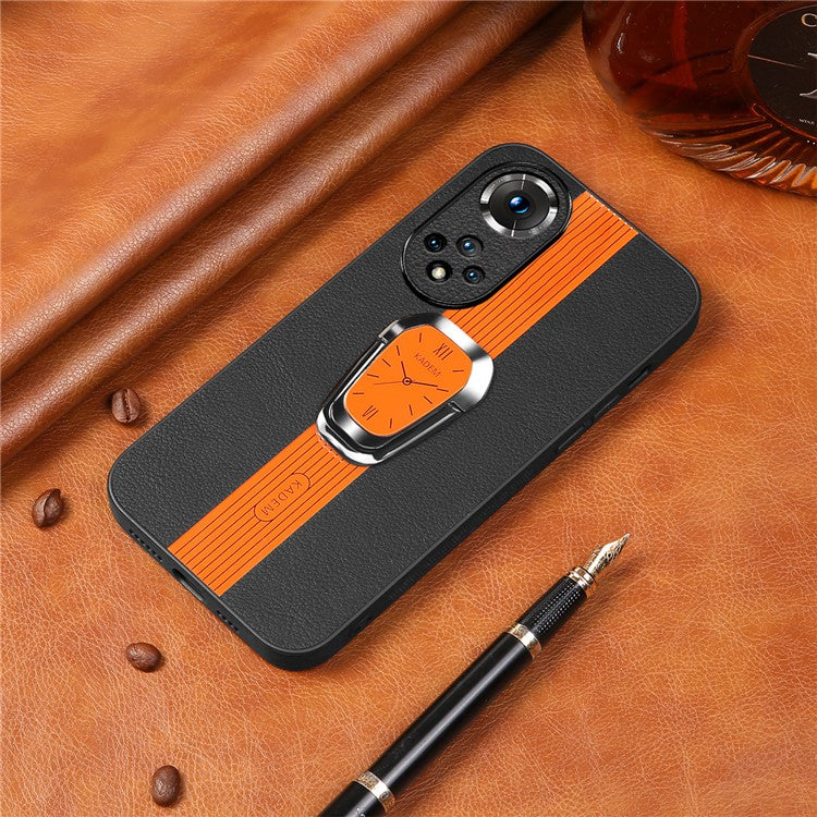 KADEM For Honor 50 / Huawei nova 9 Cell Phone Cases Leather+Acrylic+TPU Kickstand Cover - Orange