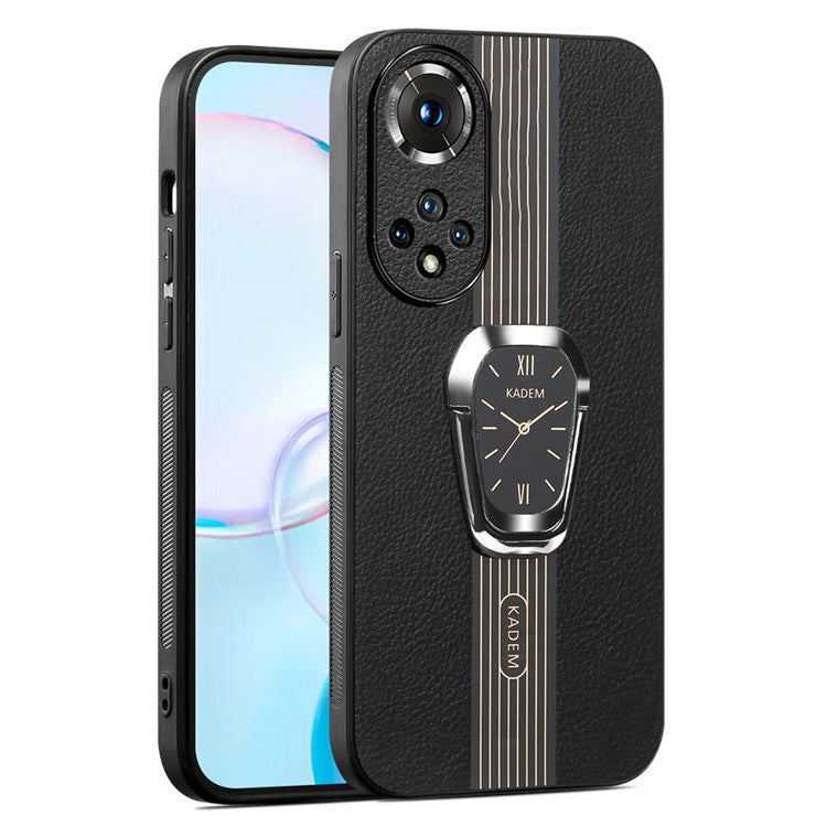 KADEM For Huawei nova 9 Pro / Honor 50 Pro Cell Phone Cases Folding Kickstand Leather Coated Cover - Black