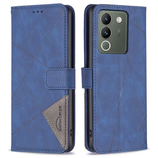 BINFEN COLOR BF05 For vivo Y200 (India) 5G Case Imprinted Wallet Shockproof PU Leather Phone Shell - Blue