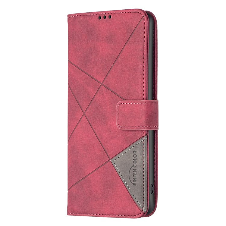 BINFEN COLOR BF05 For vivo Y200 (India) 5G Case Imprinted Wallet Shockproof PU Leather Phone Shell - Red