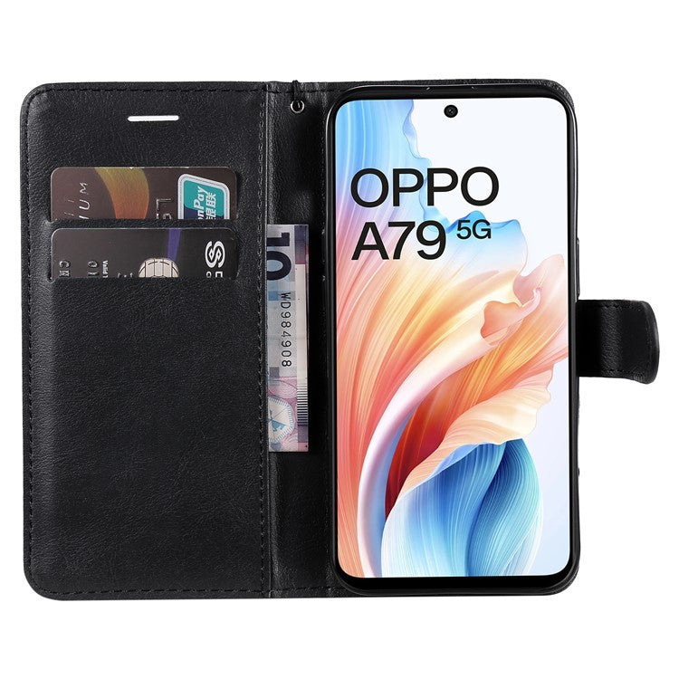 KT Leather Series-2 for Oppo A79 5G / A2 5G Case Magnetic PU Leather Phone Cover - Black