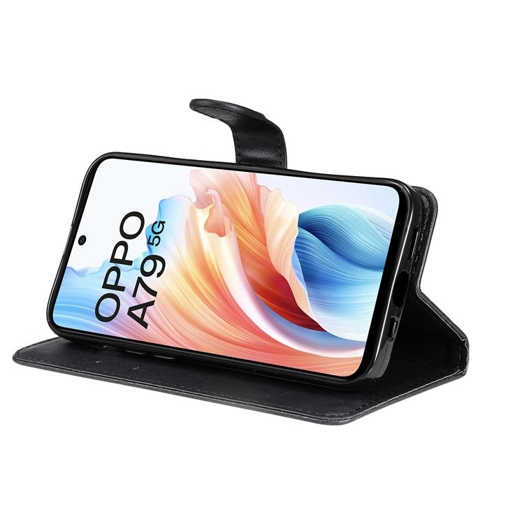 KT Leather Series-2 for Oppo A79 5G / A2 5G Case Magnetic PU Leather Phone Cover - Black