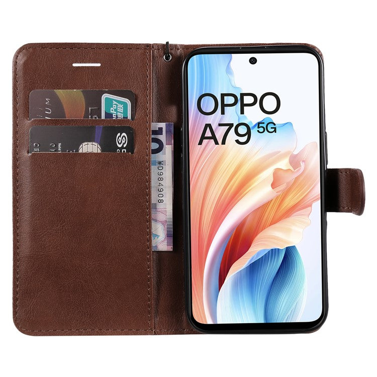 KT Leather Series-2 for Oppo A79 5G / A2 5G Case Magnetic PU Leather Phone Cover - Brown