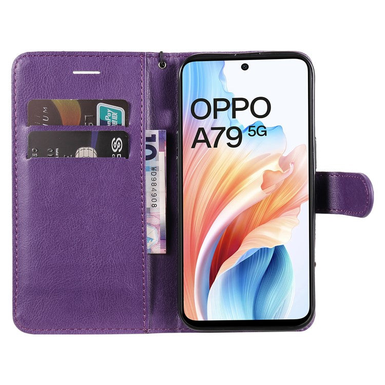 KT Leather Series-2 for Oppo A79 5G / A2 5G Case Magnetic PU Leather Phone Cover - Purple