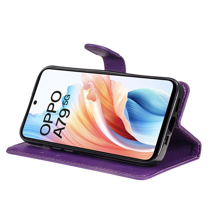 KT Leather Series-2 for Oppo A79 5G / A2 5G Case Magnetic PU Leather Phone Cover - Purple