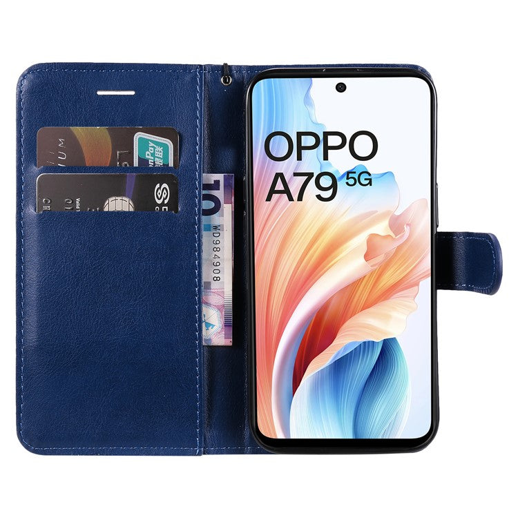 KT Leather Series-2 for Oppo A79 5G / A2 5G Case Magnetic PU Leather Phone Cover - Blue