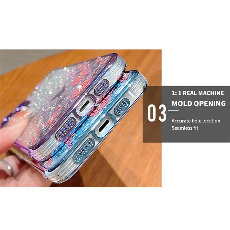 For Samsung Galaxy S23 Ultra Gradient Phone Case Flower Pattern Flexible TPU Cover - Blue