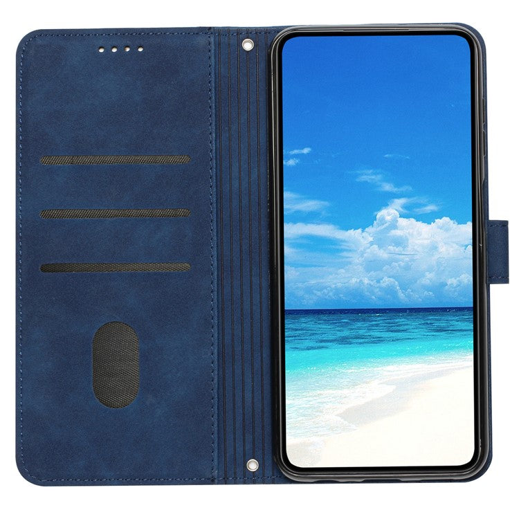 Skin-Touch Phone Case for Samsung Galaxy A15 5G Stand PU Leather Phone Cover Wallet - Sapphire
