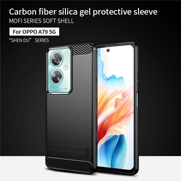 MOFI JK TPU Series-1 For Oppo A79 5G / A2 5G TPU Phone Case Carbon Fiber Texture Cover - Blue