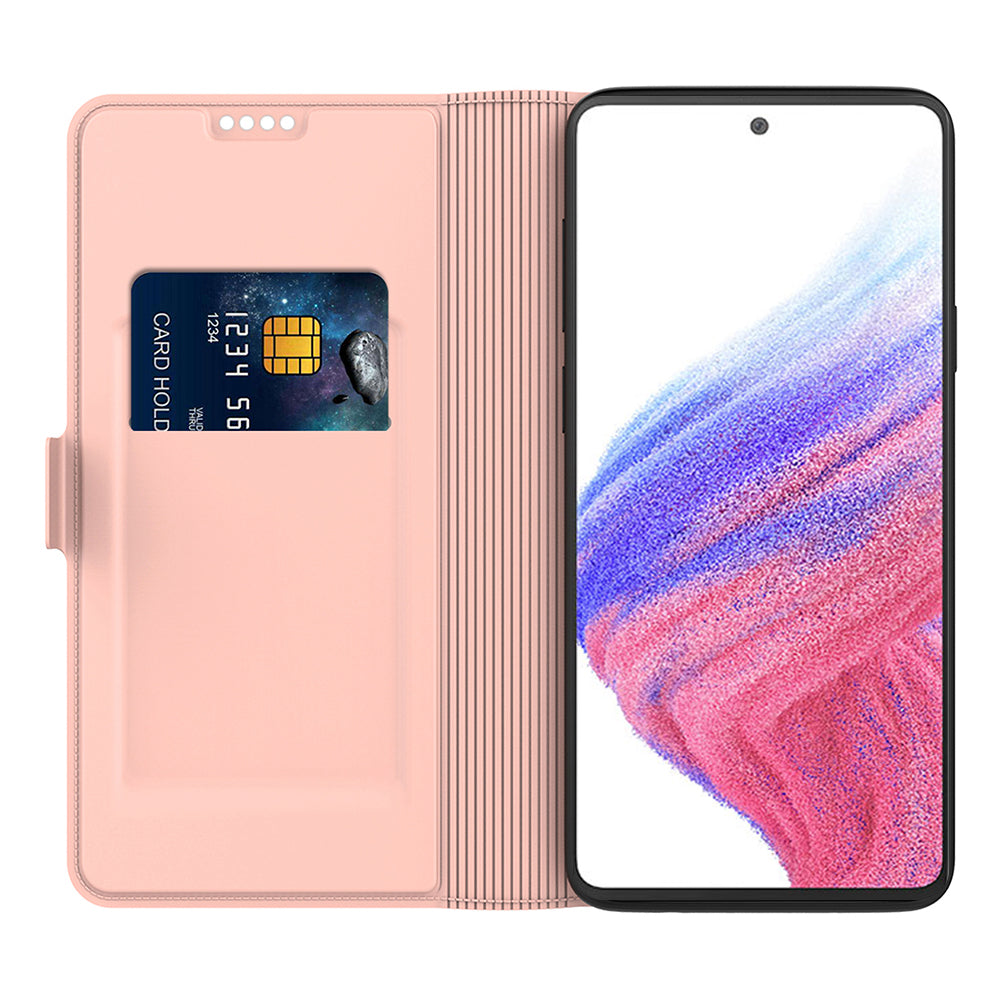 For Samsung Galaxy F34 5G / M34 5G Phone Case Card Slot Stand Leather Cover - Rose Gold