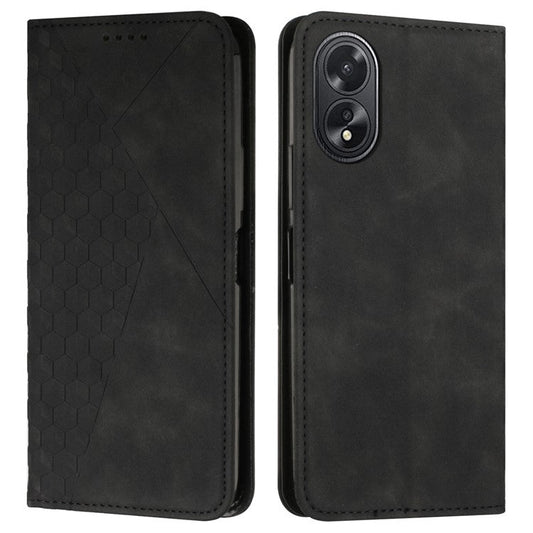 Skin-touch Feeling Case for Oppo A38 4G / A18 4G Magnetic Leather Shell Stand Wallet Phone Cover - Black