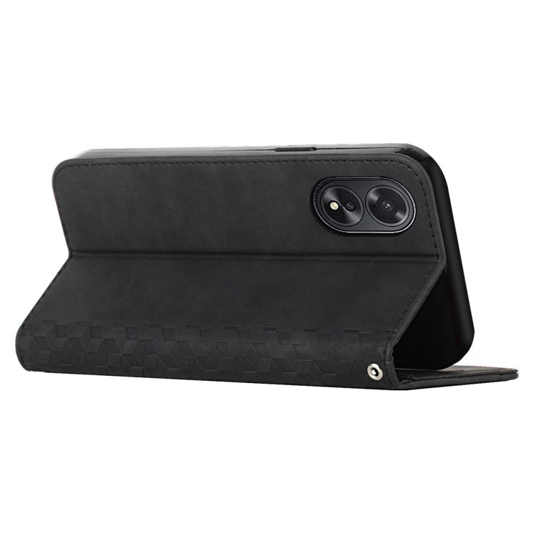 Skin-touch Feeling Case for Oppo A38 4G / A18 4G Magnetic Leather Shell Stand Wallet Phone Cover - Black