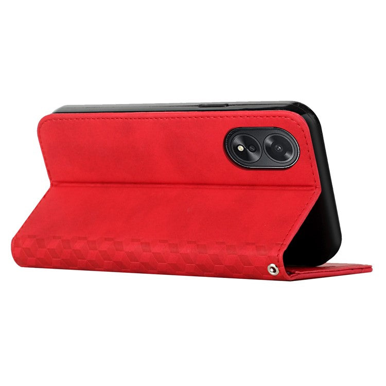 Skin-touch Feeling Case for Oppo A38 4G / A18 4G Magnetic Leather Shell Stand Wallet Phone Cover - Red