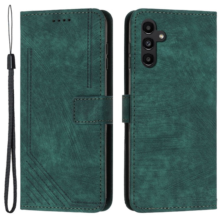 For Samsung Galaxy A05s 4G Imprinted Phone Case TPU+PU Leather Shell Skin-touch Wallet Stand Cover - Green