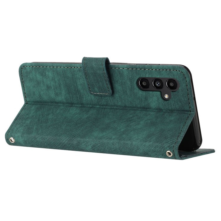 For Samsung Galaxy A05s 4G Imprinted Phone Case TPU+PU Leather Shell Skin-touch Wallet Stand Cover - Green