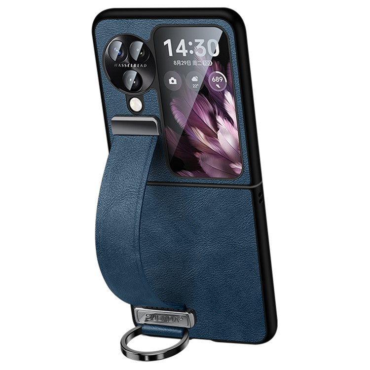 SULADA Fashion Series for Oppo Find N3 Flip 5G Phone Case Retractable Hand Strap Kickstand Cover - Blue