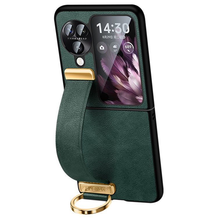 SULADA Fashion Series for Oppo Find N3 Flip 5G Phone Case Retractable Hand Strap Kickstand Cover - Green