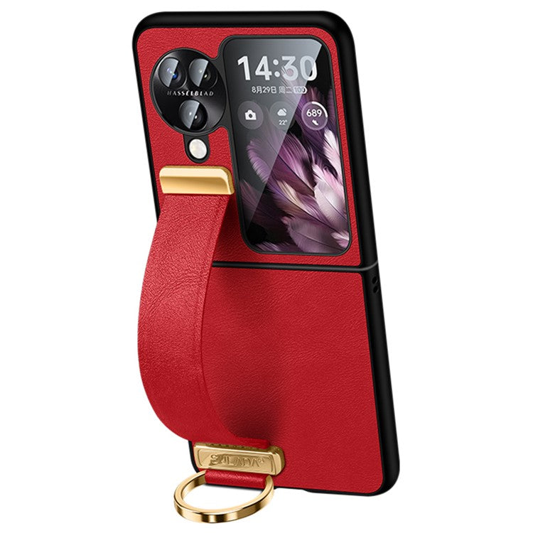SULADA Fashion Series for Oppo Find N3 Flip 5G Phone Case Retractable Hand Strap Kickstand Cover - Red