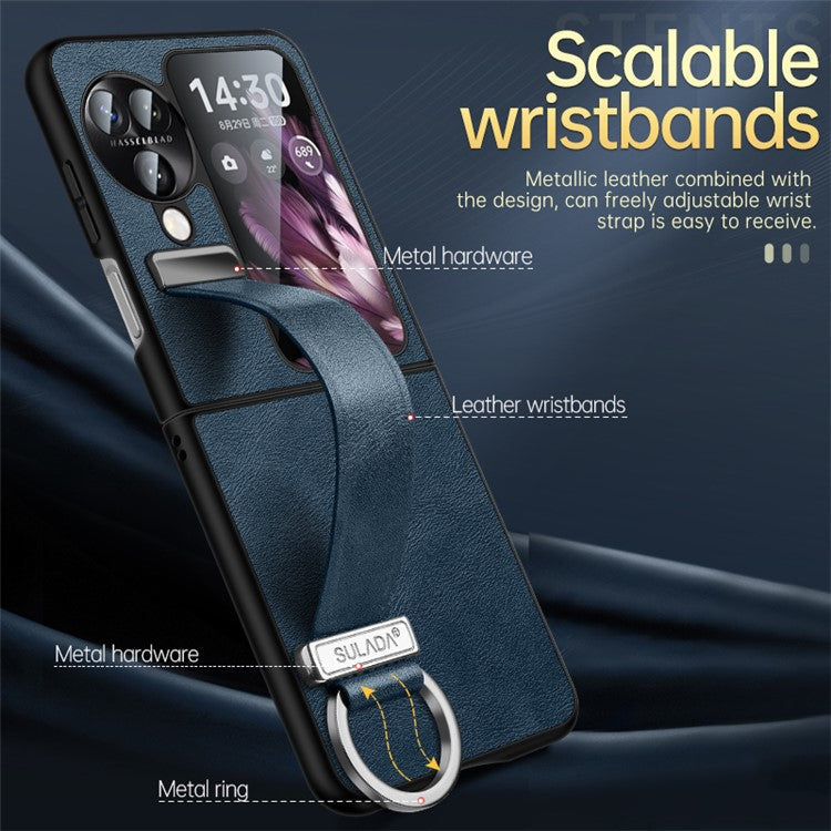 SULADA Fashion Series for Oppo Find N3 Flip 5G Phone Case Retractable Hand Strap Kickstand Cover - Brown