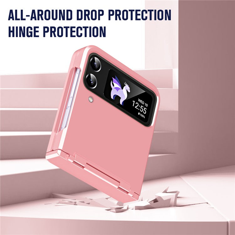 For Samsung Galaxy Z Flip3 5G / Z Flip4 5G Case Hinge Protection Hard PC Folding Phone Cover - Pink