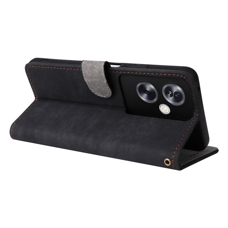 For Oppo A79 5G / A2 5G / OnePlus Nord N30 SE 5G Cell Phone Case with Strap RFID Blocking PU Leather Flip Cover - Black