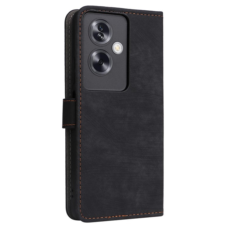 For Oppo A79 5G / A2 5G / OnePlus Nord N30 SE 5G Cell Phone Case with Strap RFID Blocking PU Leather Flip Cover - Black