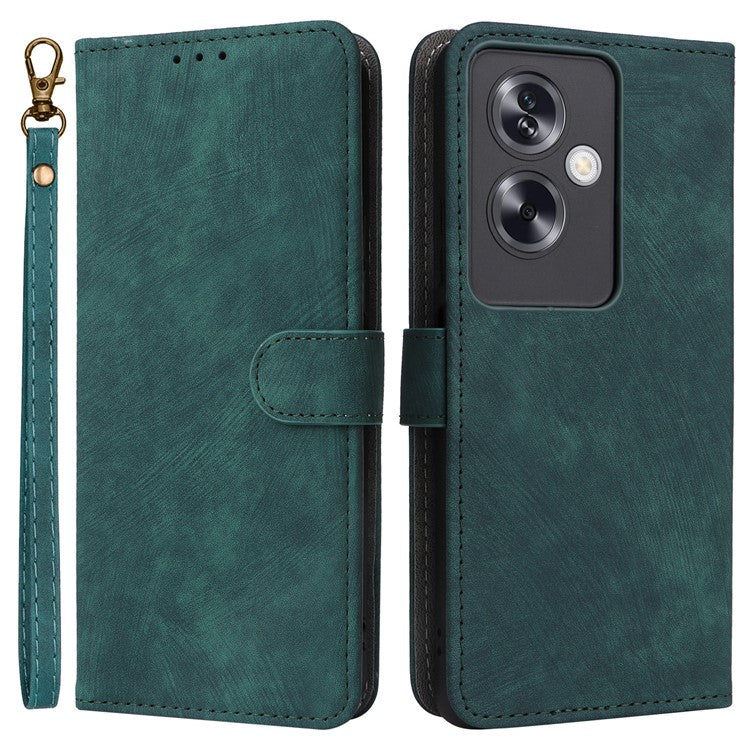 For Oppo A79 5G / A2 5G / OnePlus Nord N30 SE 5G Cell Phone Case with Strap RFID Blocking PU Leather Flip Cover - Green