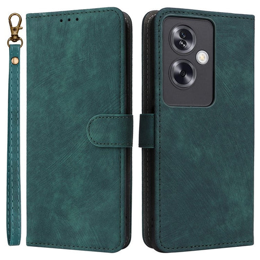 For Oppo A79 5G / A2 5G / OnePlus Nord N30 SE 5G Cell Phone Case with Strap RFID Blocking PU Leather Flip Cover - Green