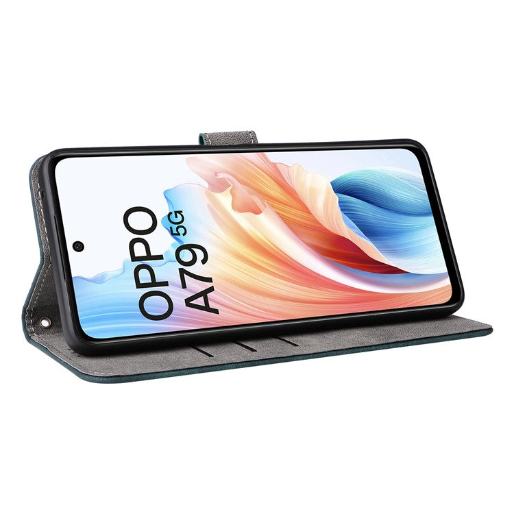For Oppo A79 5G / A2 5G / OnePlus Nord N30 SE 5G Cell Phone Case with Strap RFID Blocking PU Leather Flip Cover - Green