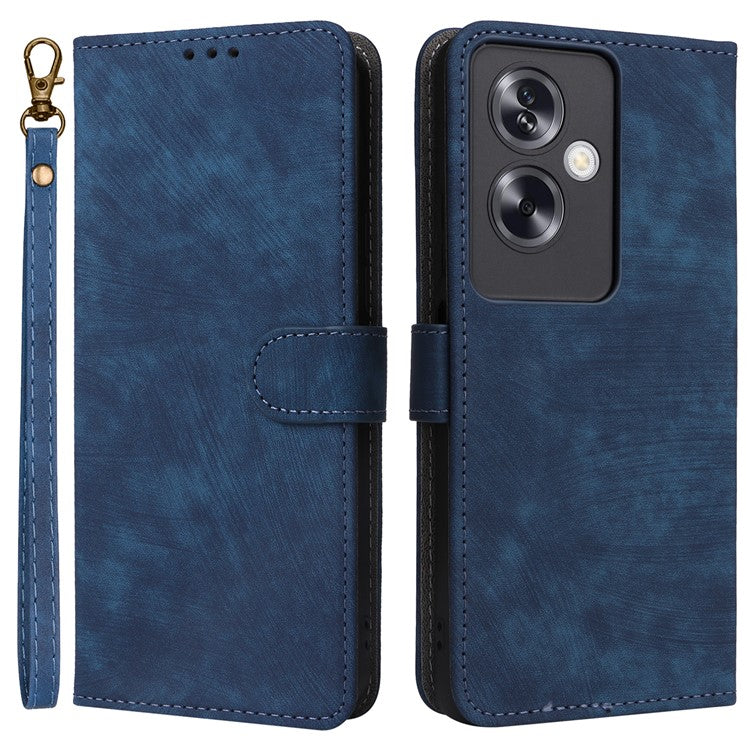 For Oppo A79 5G / A2 5G / OnePlus Nord N30 SE 5G Cell Phone Case with Strap RFID Blocking PU Leather Flip Cover - Blue