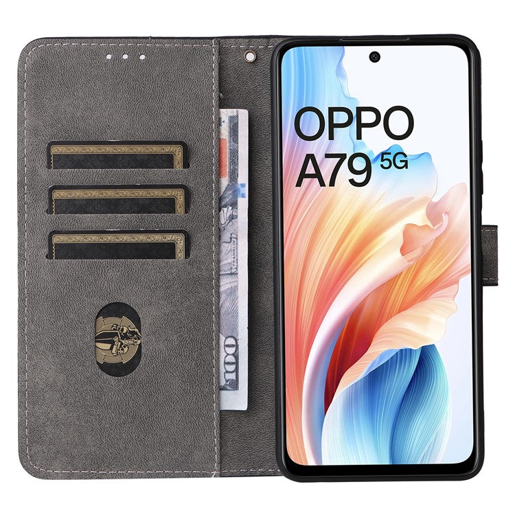 For Oppo A79 5G / A2 5G / OnePlus Nord N30 SE 5G Cell Phone Case with Strap RFID Blocking PU Leather Flip Cover - Blue