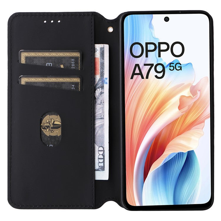 For Oppo A79 5G / A2 5G / OnePlus Nord N30 SE 5G PU Leather Cover Magnetic Cell Phone Case Wallet - Black