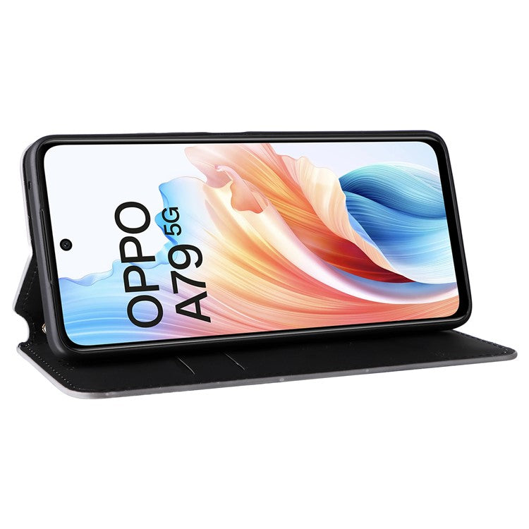 For Oppo A79 5G / A2 5G / OnePlus Nord N30 SE 5G PU Leather Cover Magnetic Cell Phone Case Wallet - Silver