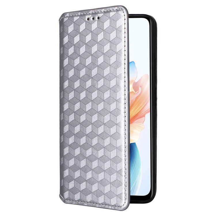 For Oppo A79 5G / A2 5G / OnePlus Nord N30 SE 5G PU Leather Cover Magnetic Cell Phone Case Wallet - Silver