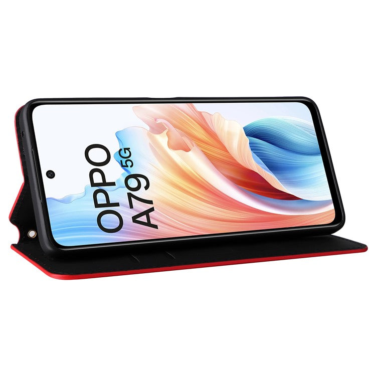 For Oppo A79 5G / A2 5G / OnePlus Nord N30 SE 5G PU Leather Cover Magnetic Cell Phone Case Wallet - Red