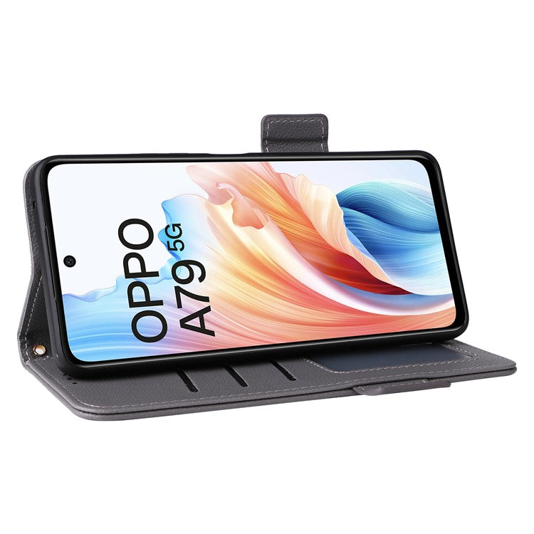 For Oppo A79 5G / A2 5G / OnePlus Nord N30 SE 5G Cover PU Leather Wallet Anti-Scratch Cell Phone Case with Strap - Grey
