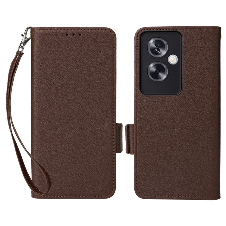 For Oppo A79 5G / A2 5G / OnePlus Nord N30 SE 5G Cover PU Leather Wallet Anti-Scratch Cell Phone Case with Strap - Brown