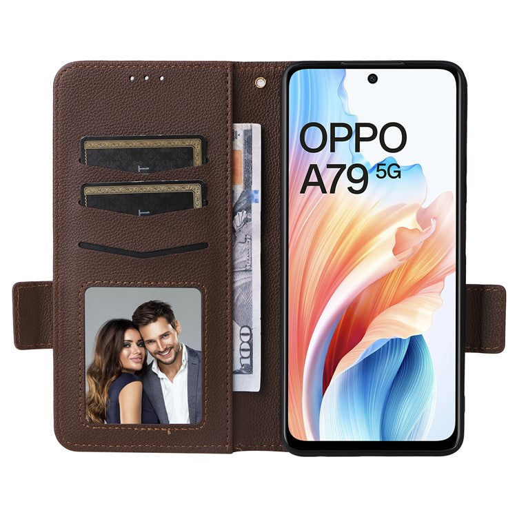 For Oppo A79 5G / A2 5G / OnePlus Nord N30 SE 5G Cover PU Leather Wallet Anti-Scratch Cell Phone Case with Strap - Brown