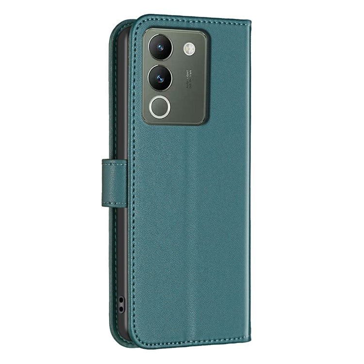 BINFEN COLOR BF17 For vivo Y200 (India) 5G Protective Case PU Leather Wallet Phone Cover - Green