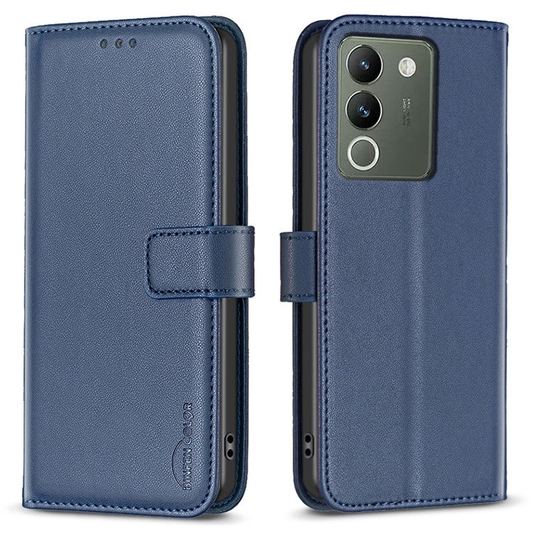 BINFEN COLOR BF17 For vivo Y200 (India) 5G Protective Case PU Leather Wallet Phone Cover - Blue