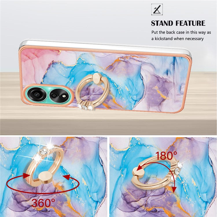 YB IMD Series-6 For Oppo A78 4G Case Marble Pattern Rotary Kickstand Phone TPU Cover - Milky Way Marble Blue