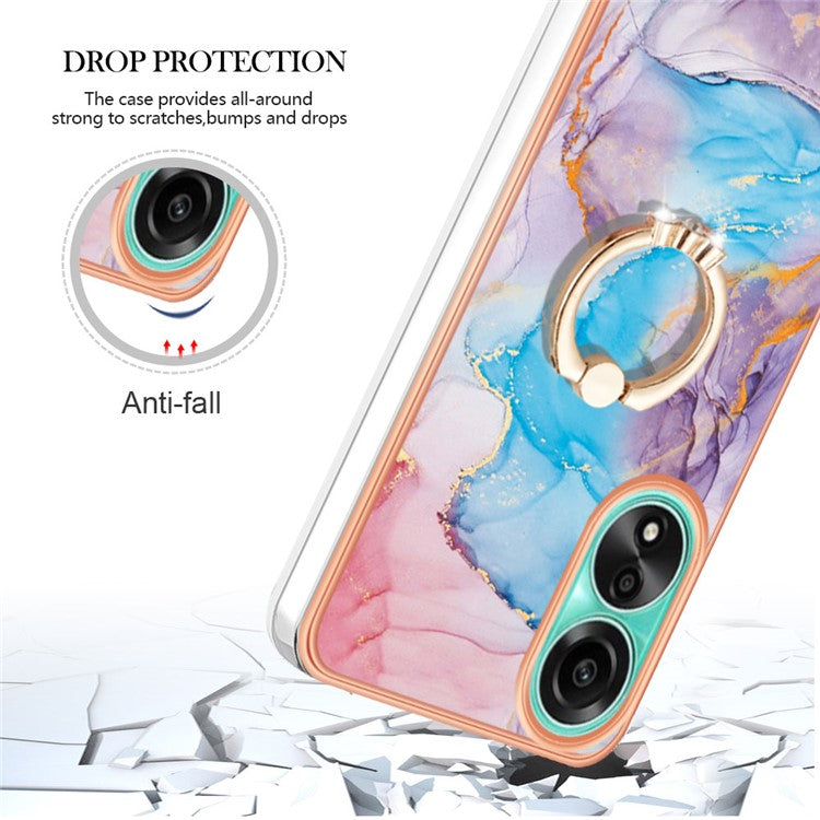 YB IMD Series-6 For Oppo A78 4G Case Marble Pattern Rotary Kickstand Phone TPU Cover - Milky Way Marble Blue