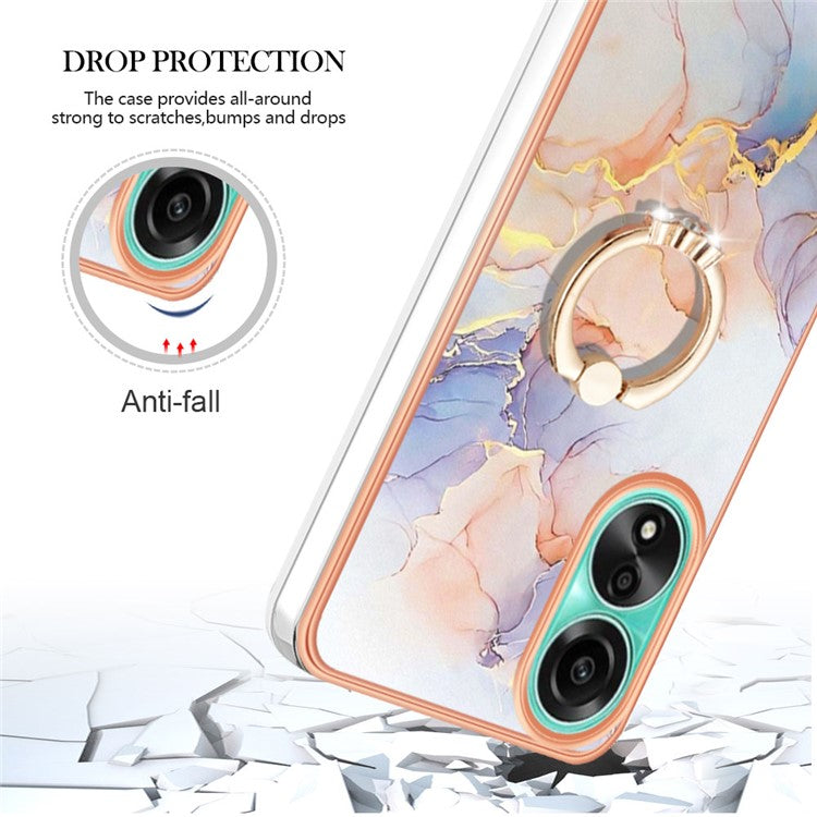 YB IMD Series-6 For Oppo A78 4G Case Marble Pattern Rotary Kickstand Phone TPU Cover - Milky Way Marble White