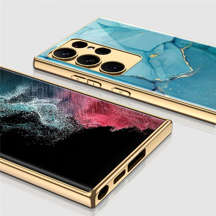 GKK For Samsung Galaxy S24 Ultra Case Pattern Printing TPU + PC + Tempered Glass Phone Cover - Leopard Print