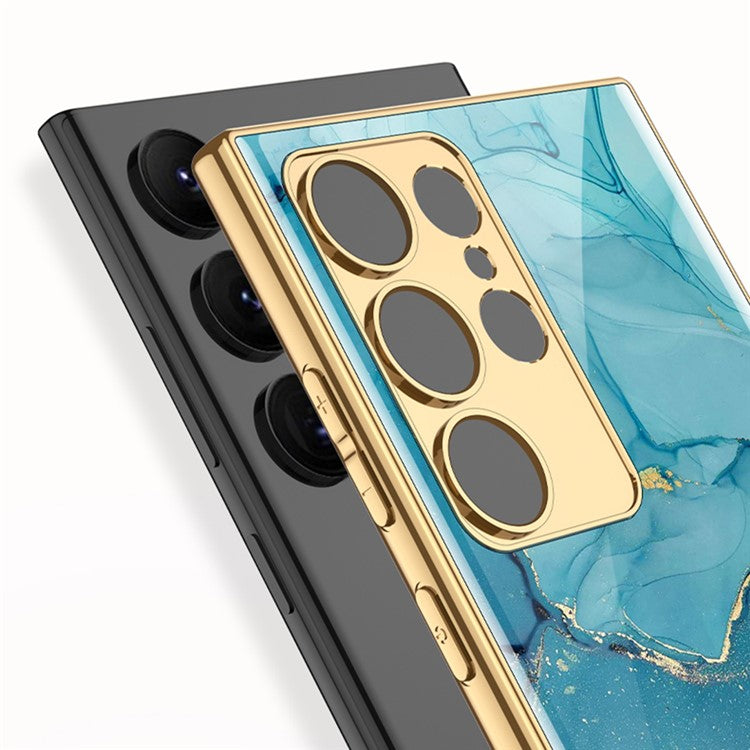 GKK For Samsung Galaxy S24 Ultra Case Pattern Printing TPU + PC + Tempered Glass Phone Cover - Leopard Print