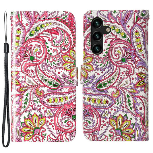 For Samsung Galaxy A05s 4G Phone Case PU Leather Pattern Printed Flip Stand Cover - Flower