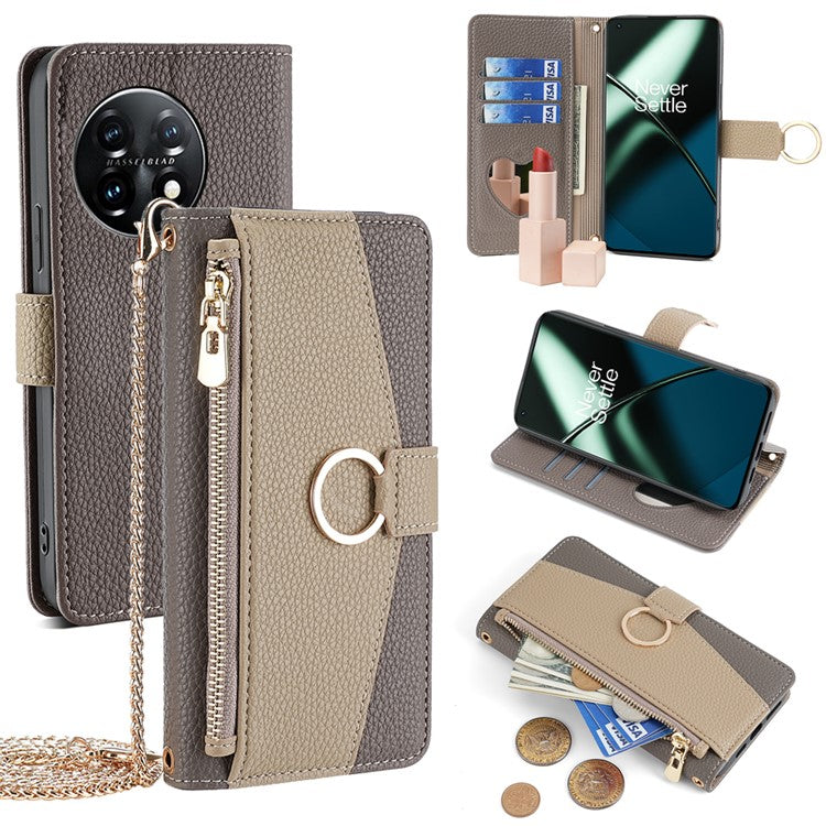 For OnePlus 11 5G Case Crossbody Phone Bag PU Leather Wallet Cover - Grey