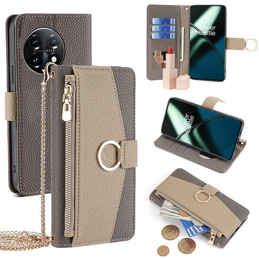 For OnePlus 11 5G Case Crossbody Phone Bag PU Leather Wallet Cover - Grey