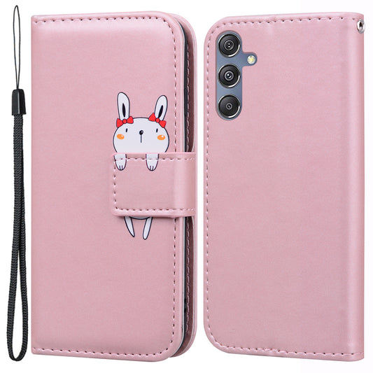 For Samsung Galaxy M34 5G / F34 5G Cartoon Animal Pattern Wallet Leather Cover Cell Phone Cases - Pink